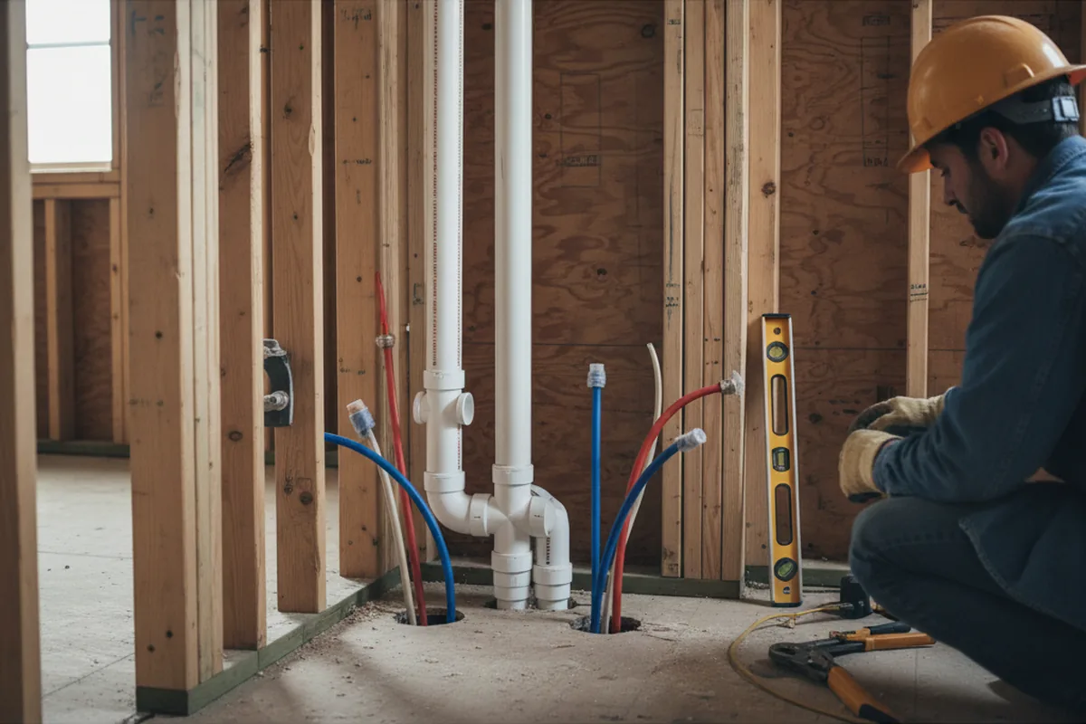 Drain and supply rough-in during Garbage Disposal Repair in Warrior