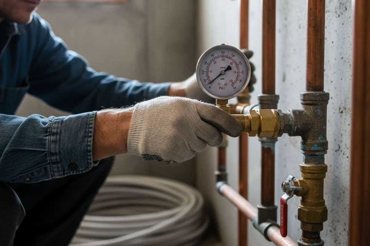 Pressure testing a repaired line during Water Line Repair in Warrior
